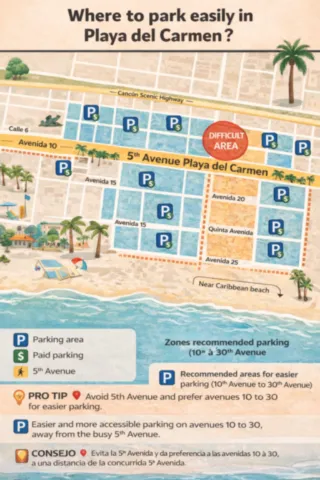parking-map-playa-del-carmen.jpg Map showing parking areas near downtown Playa D.C